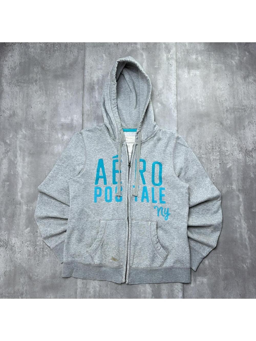 Y2K Gray Aeropostale Grunge Skater Zip Up Hoodie